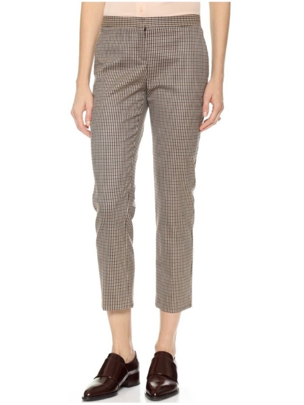 Theory Cropped Intrigued Pant Brown Multi Houndstooth 12 E0701210